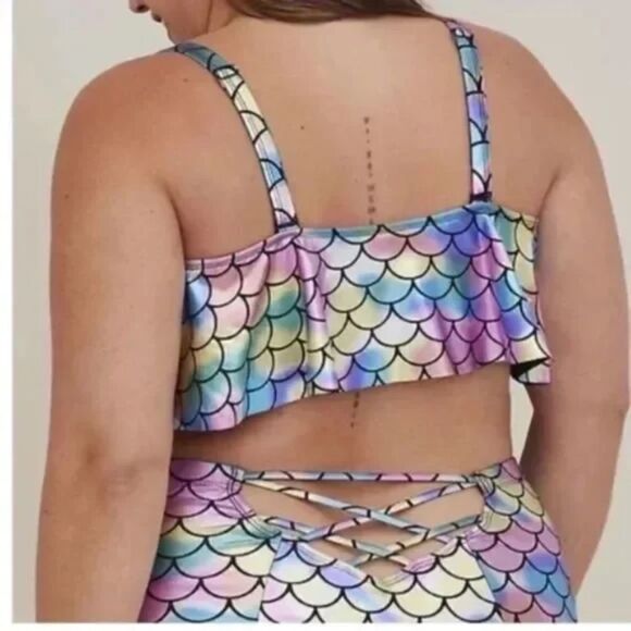 Torrid High Waist Mermaid Bikini - Iridescent Rainbow Swim Suit 3X - Picture 6 of 9